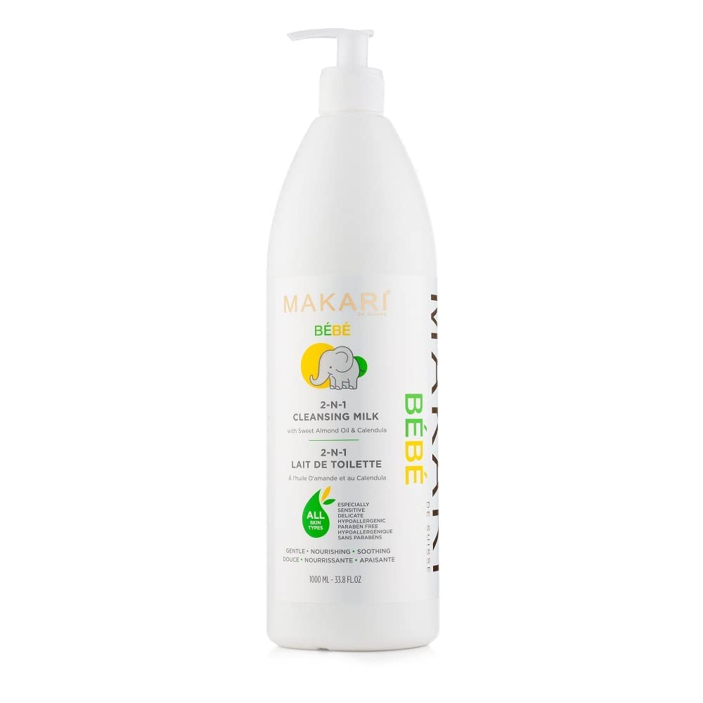 MAKARI Bebe 3 Piece Shower Gift Set - Foaming Gel, Cleansing Milk & Oil, Gentle, Nourishing & Calming Bath Routine for Newborn and Up, Hypoallergenic & Paraben-Free Baby Care Products