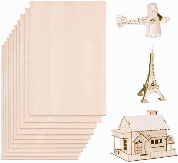 12 Pack Basswood Sheets Plywood Board 12 x 18 x 1/8 Inch- 3mm Thick Unfinished