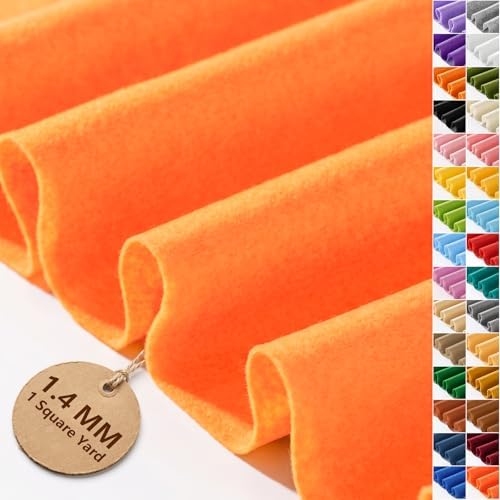 Orange Felt Fabric 36'' X 36'', 1.4mm Large Felt Sheets Soft Durable Crafts