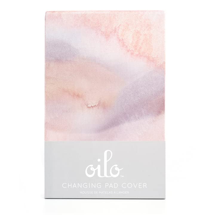 Oilo Changing Pad Cover, Breathable 100% Turkish Cotton Fitted Jersey, 300 Thread Count, Machine Washable, Fits Standard Changing Pads (32" x 16"), Girl, Boy, & Neutral Nursery Design, Sandstone