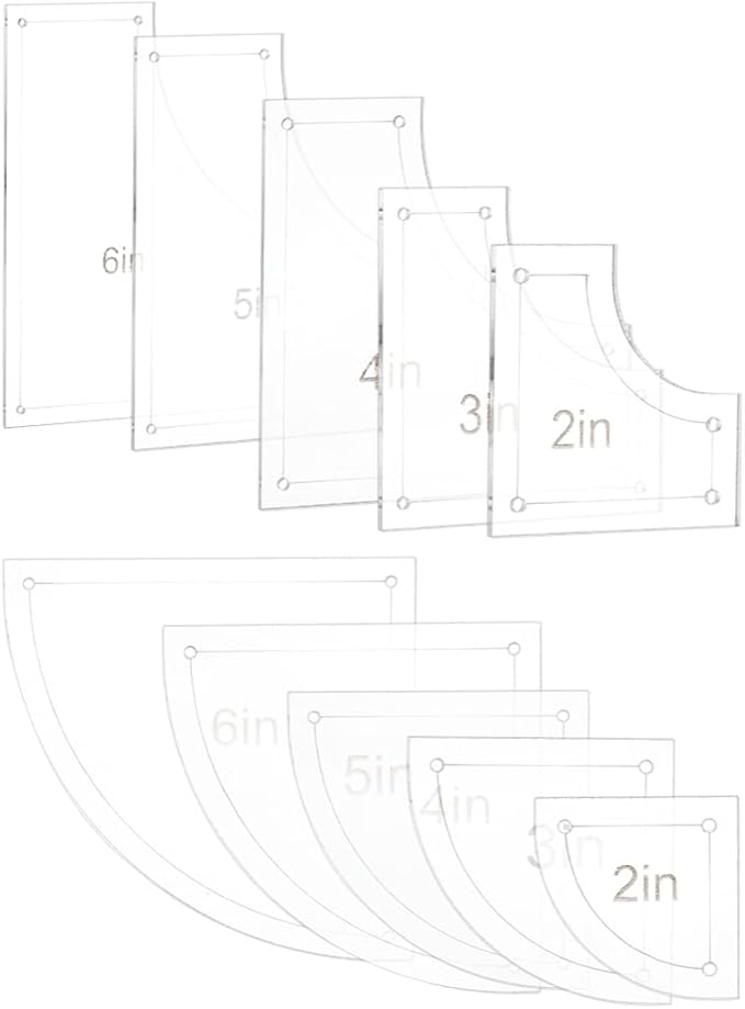 BENECREAT 10Pieces Quilting Acrylic Template Set, 2/3/4/5/6Inch Transparent