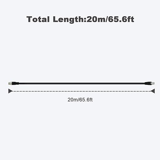 Alvin's Cables M12 X Coded 8 Pin Male to RJ45 Shielded Ethernet Cable M12 8 Position Cat6a Cable for Cognex Industrial Camera 20M/65.6ft