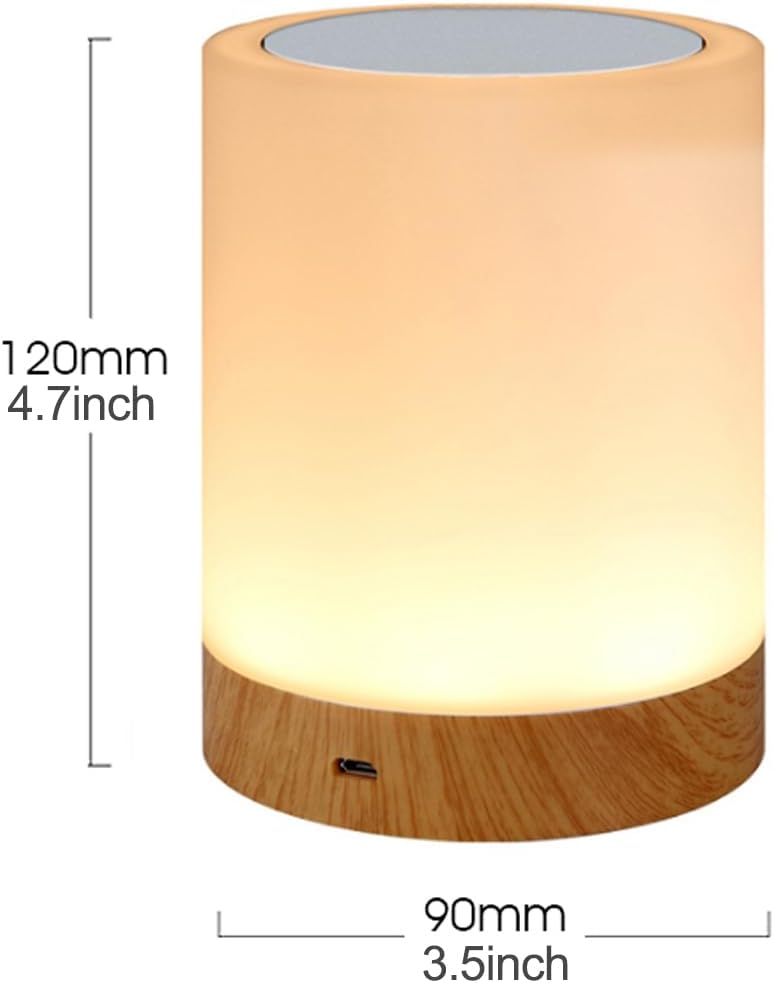 Night Light, Dimmable Touch Lamp for Bedroom Living Room Baby Nursery, Portable Table Bedside Lamp with Rechargeable Internal Battery Night Lamp Warm White Light & Color Changing RGB