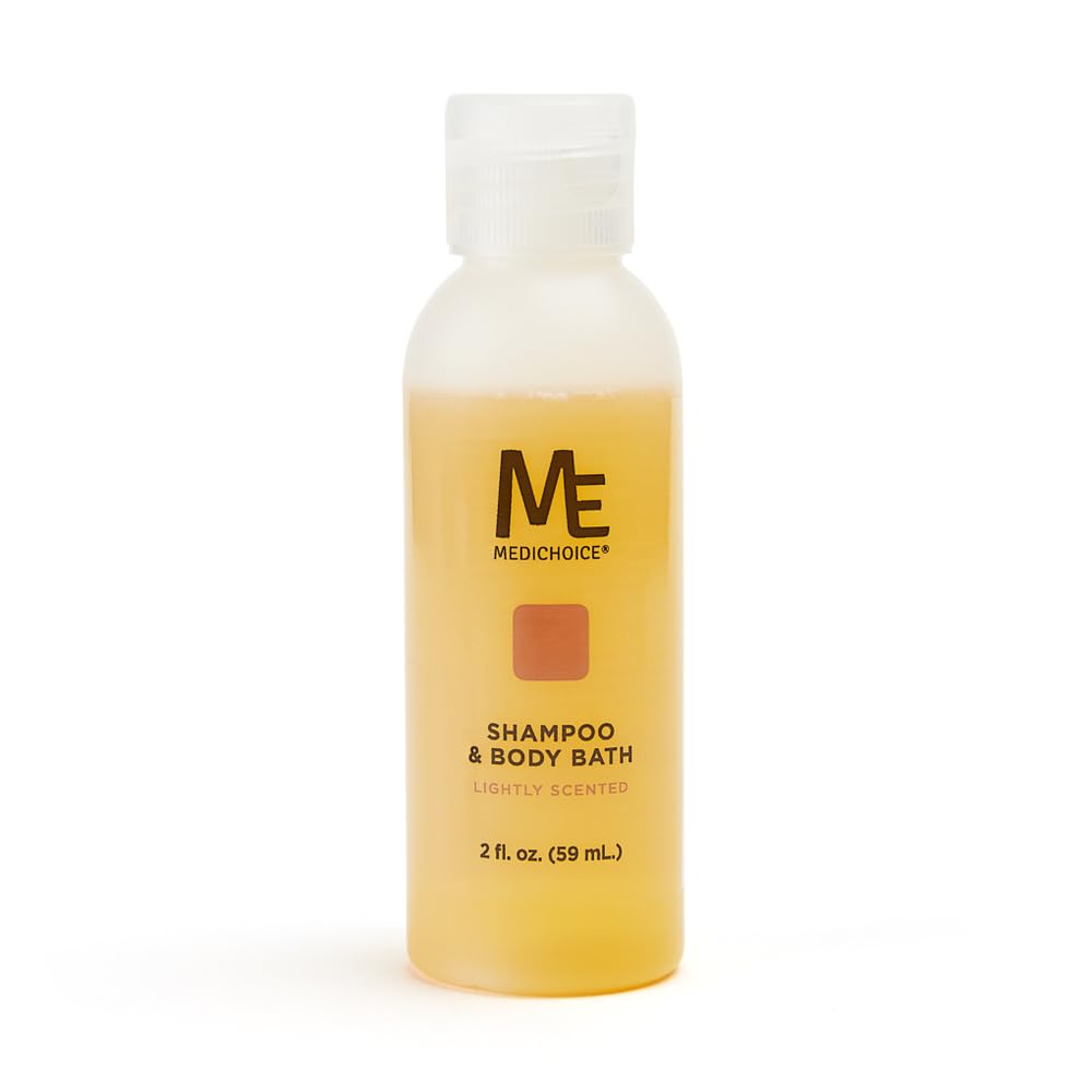MediChoice Shampoo and Body Wash Bath Gel in One - Mild Scent, Non-Irritating, Flip-Top Cap - Bulk Travel Size for Hotels Travelers Hospitals 2oz. PC8020 Case 144