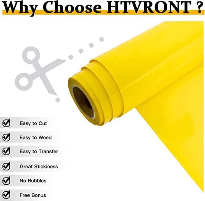 HTVRONT Heat Transfer Vinyl Yellow HTV Rolls, HTV Vinyl