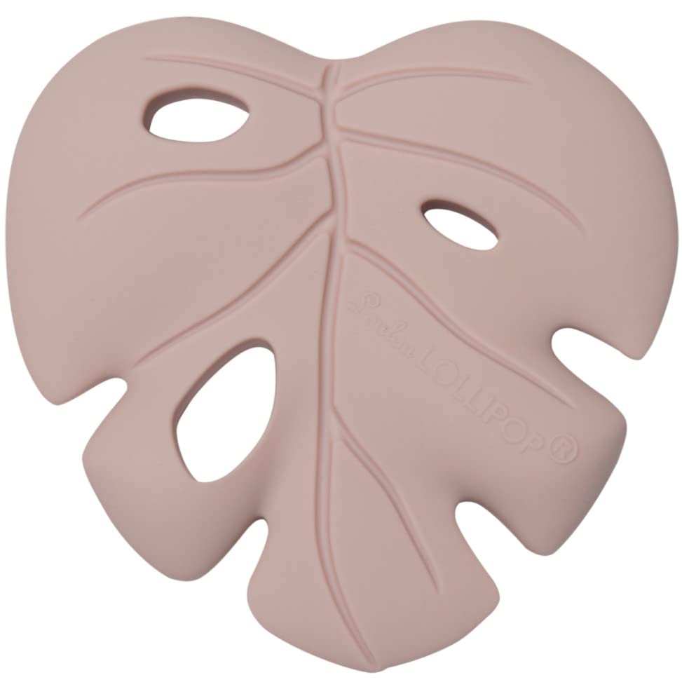 Silicone Teether – Food-Grade, BPA-Free Teething Relief Toy for Babies – Safe, Durable & Easy-to-Hold Infant Teether – Textured Sensory Toy for Soothing Sore Gums - Monstera Blush Pink