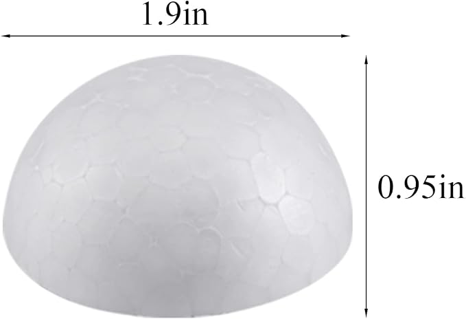 Crafjie 32PCS 2 Inchs Half Round Foam Balls White Hemispherical Polystyrene