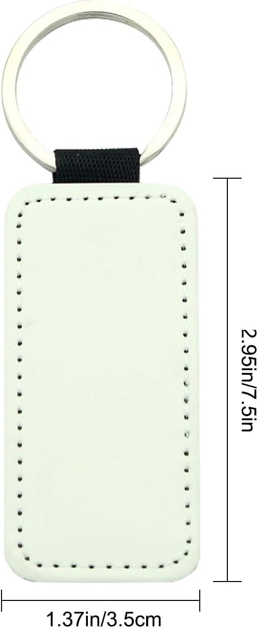12 Pcs Sublimation Blank Keychains, PU Leather White Keychains Ornament Pendants