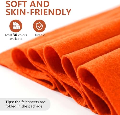 Neon Orange Felt Fabric 36'' X 36'', 1.4mm Large Felt Sheets Soft Durable