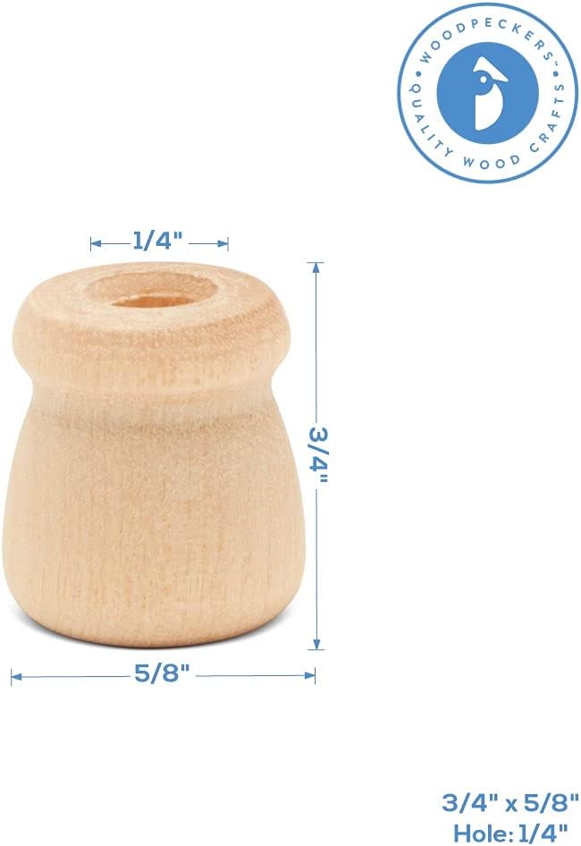 Bean Pot Candle Cups, 5/8 Inch, 1/4 Inch Hole, Wood Turnings