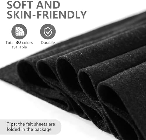 Black Soft Felt Fabric 36'' X 36'', 1.4mm Large Felt Sheet | Durable Nonwoven