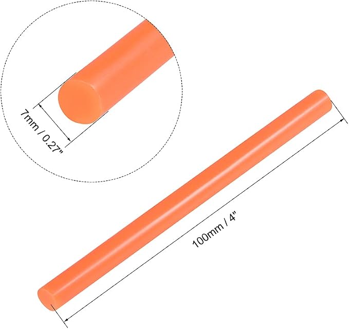 uxcell Mini Hot Glue Sticks for Glue Gun 7mm x 100mm Orange 12pcs