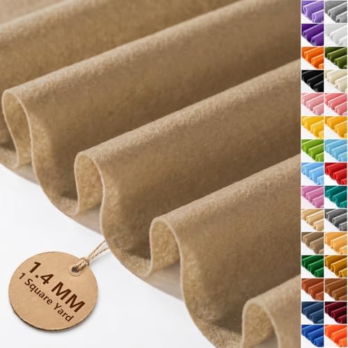 Khaki Felt Fabric 36'' X 36'', 1.4mm Large Felt Sheets Soft Durable Crafts Felt