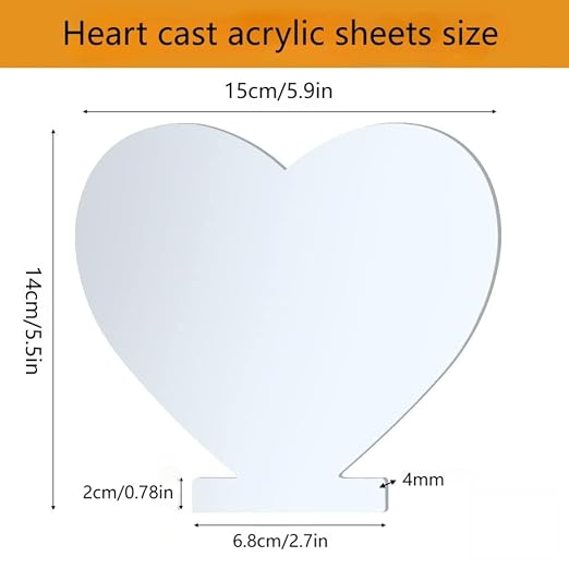（Pack of 12） Senbota Heart Acrylic Sheets, Cast 5.9" x 5.5" x4mm Thickness |