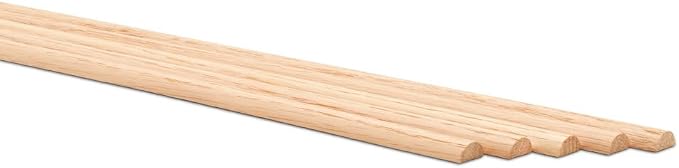 Split Oak Dowel Rods 1-inch x 36-inch, Unfinished Fluted Molding Trim