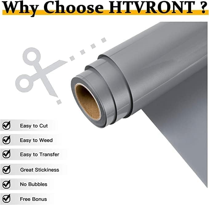 HTVRONT Heat Transfer Vinyl Silver HTV Rolls, HTV Vinyl