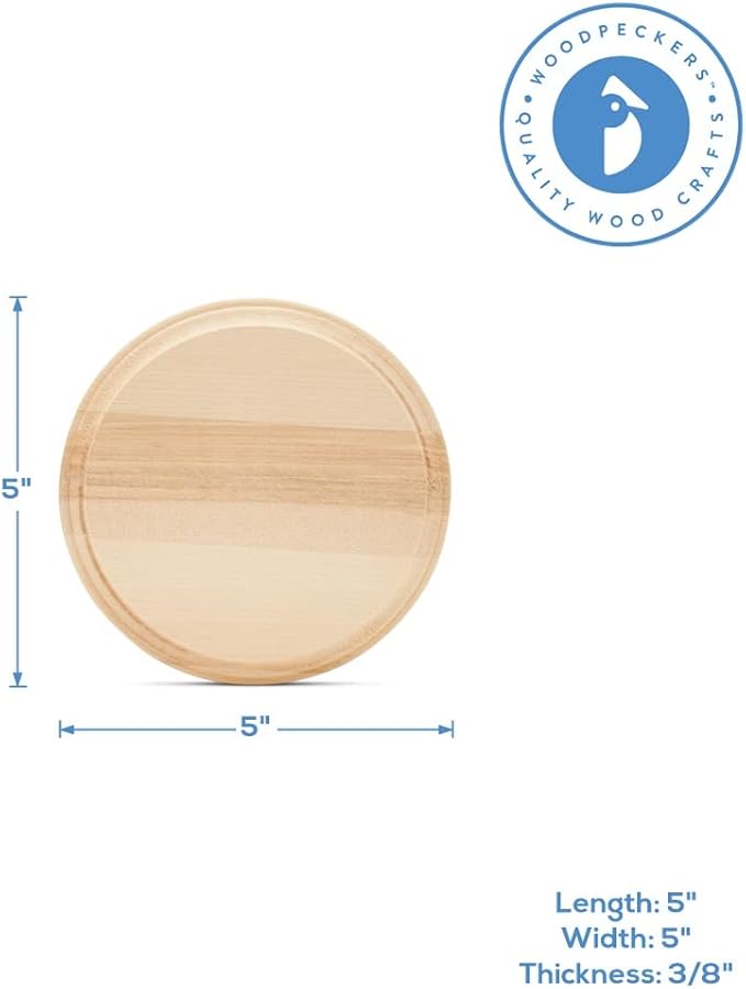 Round Wooden Discs 5 inch, Modern Coasters, Wood Rounds
