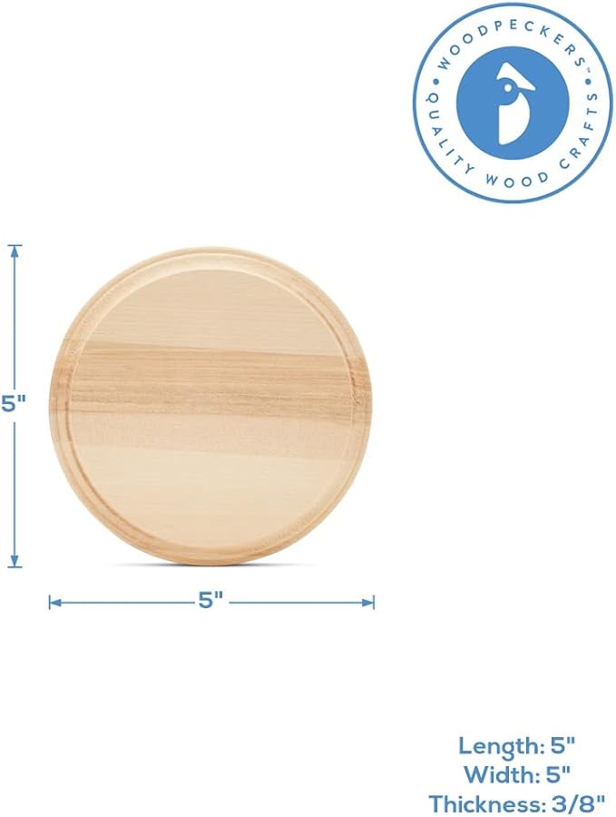 Round Wooden Discs 5 inch, Modern Coasters, Wood Rounds