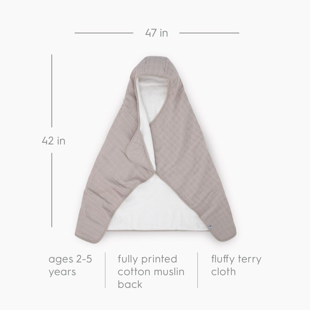 Little Unicorn Premium Hooded Bath Towel| Absorbent Cotton & Terry Blend | Larger Size, 1-6 Years (Porpoise)