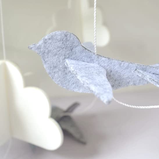 Sorrel + Fern Baby Crib Mobile (Birds in The Clouds, Short Version) - Unique and Minimalist Design for Boys & Girls
