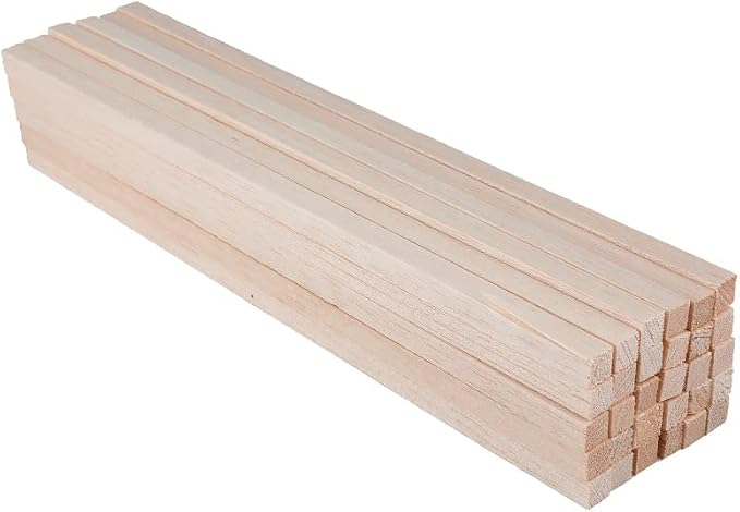 30 Pack Square Wood Dowel Rods 3/8x3/8x12 Inch Balsa Wood Sticks Natural Wood