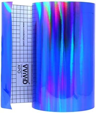 VViViD Deco65 Holographic Blue Chrome Permanent Adhesive 72 Inches x 12 Inches