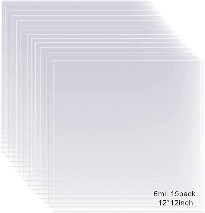 EGOSKY 15 Pack 6 Mil Mylar Sheets, 12 x 12inch Clear Blank PET Blank Stencil