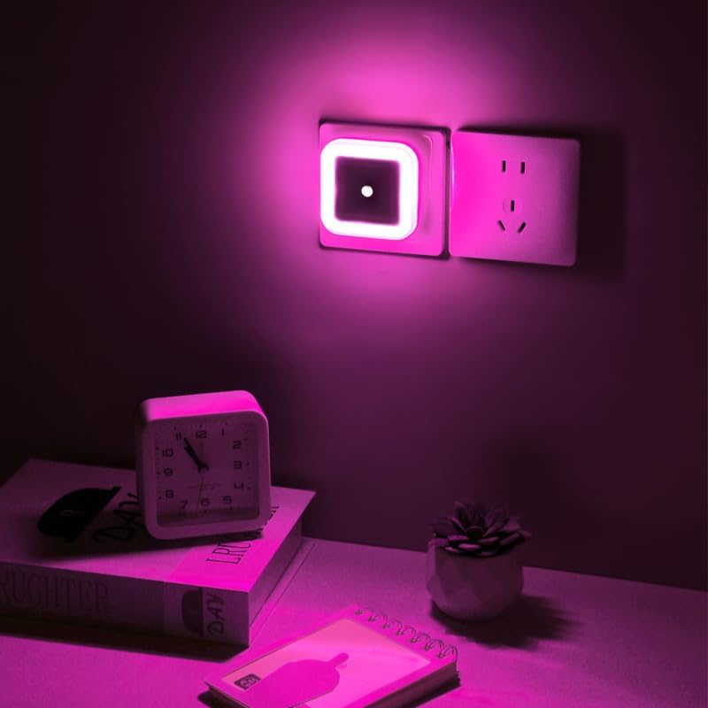 Night Lights Plug into Wall - 4-Pack Pink Nightlight Smart Dusk to Dawn Sensor Plug in LED Lighting, Safe Auto-On/Off Lamp for Kids Adults Home Living Room Kitchen Bedroom Bathroom Toilet Hallway