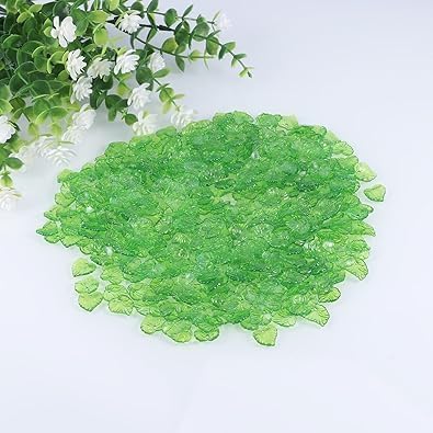 200Pcs Green Transparent Acrylic Leaf Pendants Leaf Bead Charms