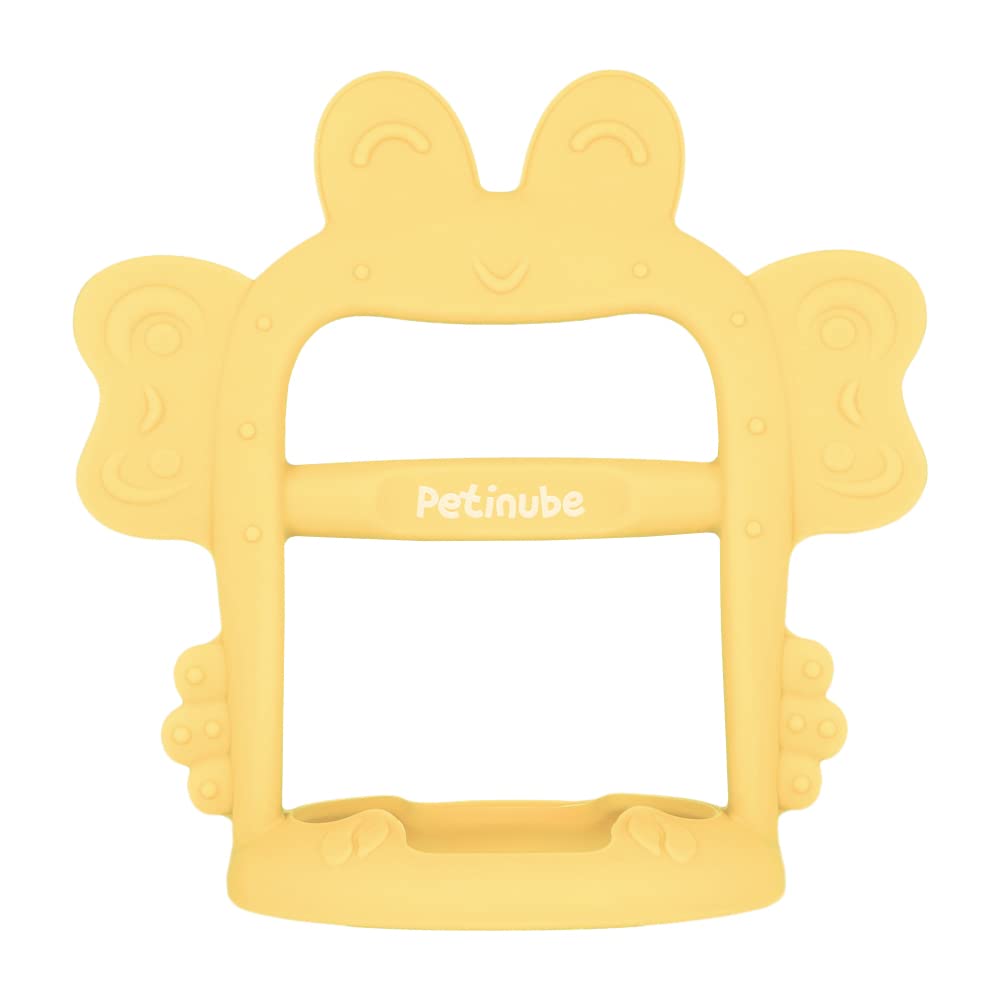 Anti-Dropping Silicone Baby Wrist Teether Soothing Pacifier for Infants 3+ Months Babies, Pack of 1, Made in Korea (Crab-Elfin Yellow)