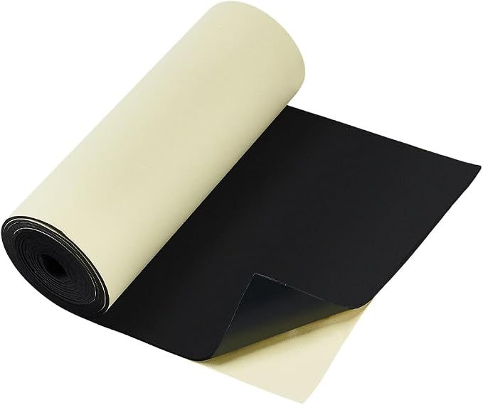 BENECREAT 118x11.8 Inch Black Self Adhesive EVA Foam Roll, 3mm Thick Adhesive