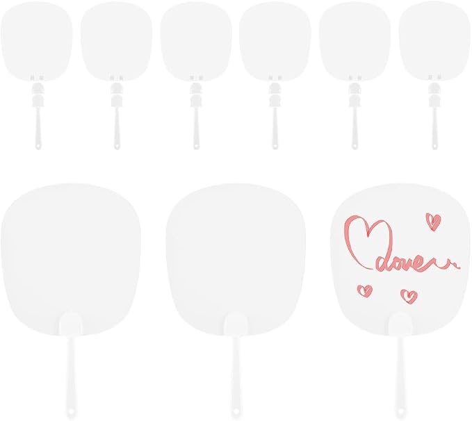 10Pcs Plastic Hand Fan DIY Blank Hand Fans Bulk PVC Flat Oval Summer Clear