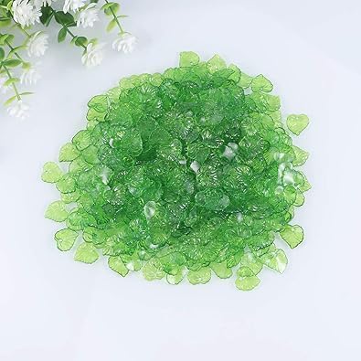 200Pcs Green Transparent Acrylic Leaf Pendants Leaf Bead Charms