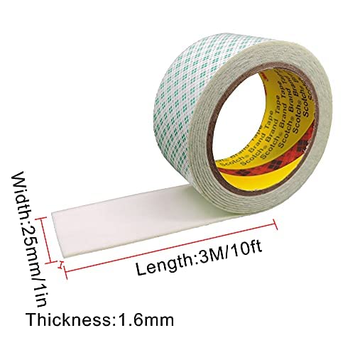 3M Double Sided Foam Tape 1" x 10Ft 1 Pack White Heavy Duty | Double Coated