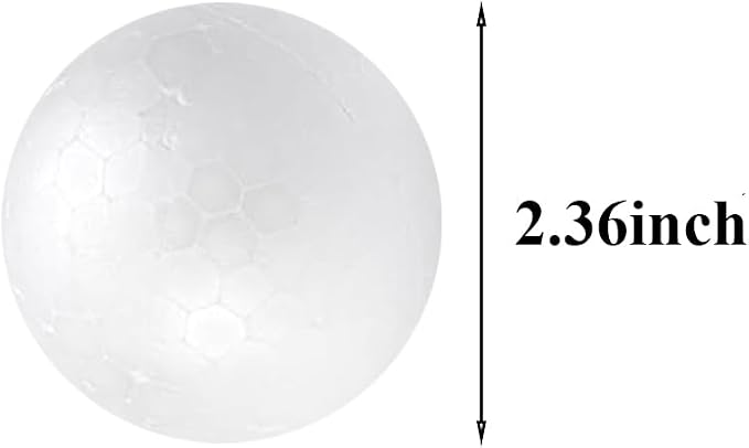 Crafjie 5-Pack 2.36Inch Craft Foam Balls White Smooth Polystyrene Foam Ball |