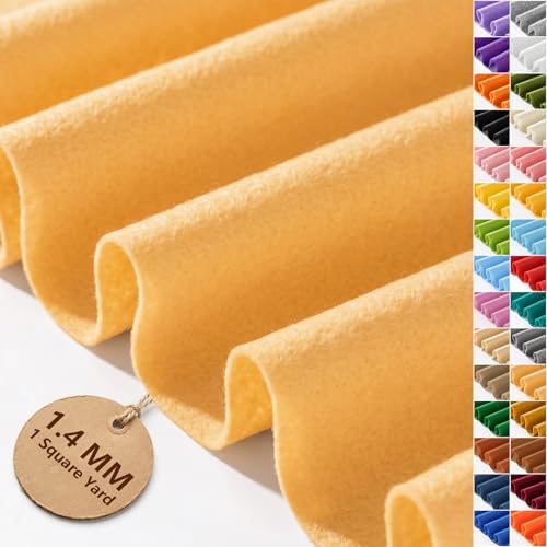 Butter Yellow Felt Fabric 36'' X 36'', 1.4mm Large Felt Sheets Soft Durable