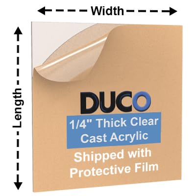Duco Clear Cast Custom Size Acrylic Sheets 1/4" Thick
