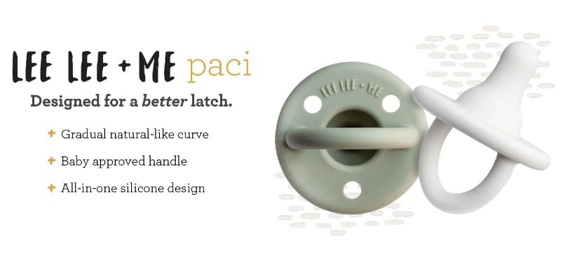 Lee Lee and Me Paci - Sky Color - 100% Medical Grade Silicone Pacifier Breast-Like Nipple Design for Better Latch - Size 0-18 Months
