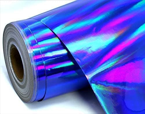 VViViD Deco65 Holographic Blue Chrome Permanent Adhesive Craft Vinyl Roll