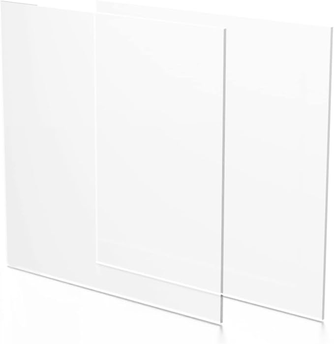 Fab Glass and Mirror Pack of 2 Plastic PET Acrylic Plexiglass Sheet 1/8 inch