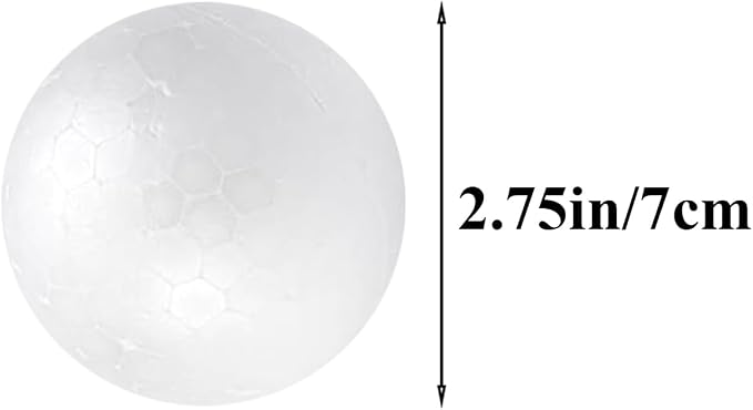 Crafjie Craft Foam Balls 2.75 Inches in Diameter 12-Pack, Smooth Polystyrenets