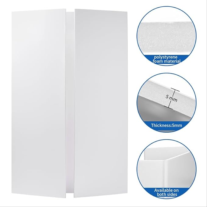 Foam Board Trifold 52 x 40 x 3/16", Large Foam Core Poster Board | 5 Pack