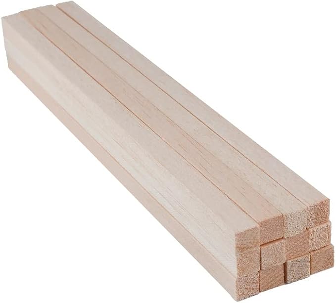 12 Pack Square Wood Dowel Rods 1/2x1/2x12 Inch Balsa Wood Sticks Natural Wood