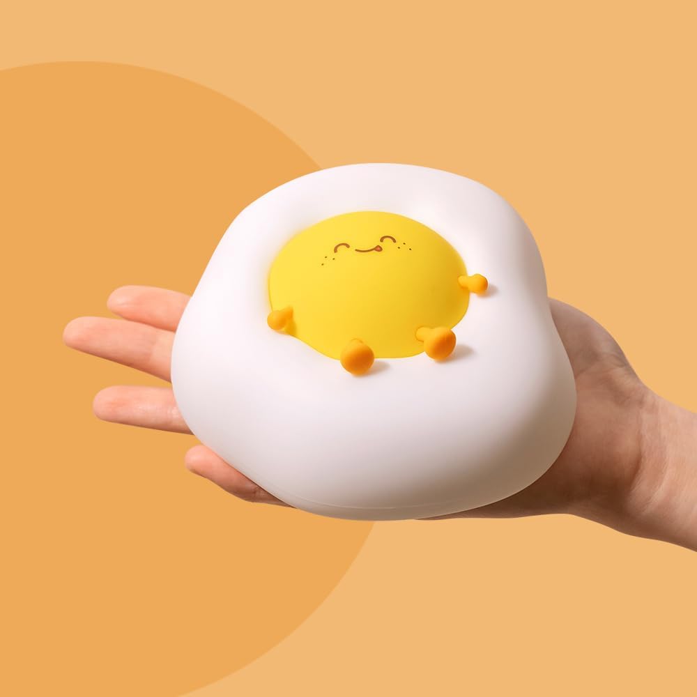 Egg Night Light for Kids,Toddler, Baby Nursery, Cute Nightlight Silicone Lamp for Sleeping Companion, Auto Off 30Min Timer, Cordless Rechargeable Battery