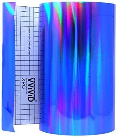 VViViD Deco65 Holographic Blue Chrome Permanent Adhesive 20FT x 1FT Craft Vinyl