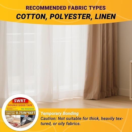 SWRT Double Sided Fabric Tape for Hem, Fashion Dress, Curtains – Heavy Duty