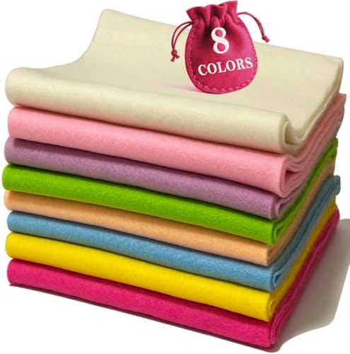 Pastel 8 Assorted Soft Felt Sheets Fabric, Each 8'' x 36'' 1.6mm Thick | Long