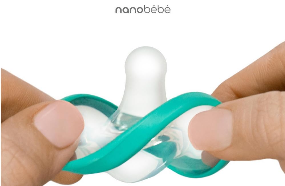 Nanobebe Baby Pacifiers 0-3 Month - Orthodontic, Curves Comfortably with Face Contour, Award Winning for Breastfeeding Babies, 100% Silicone - BPA Free. Perfect Baby Registry Gift 2pk,White