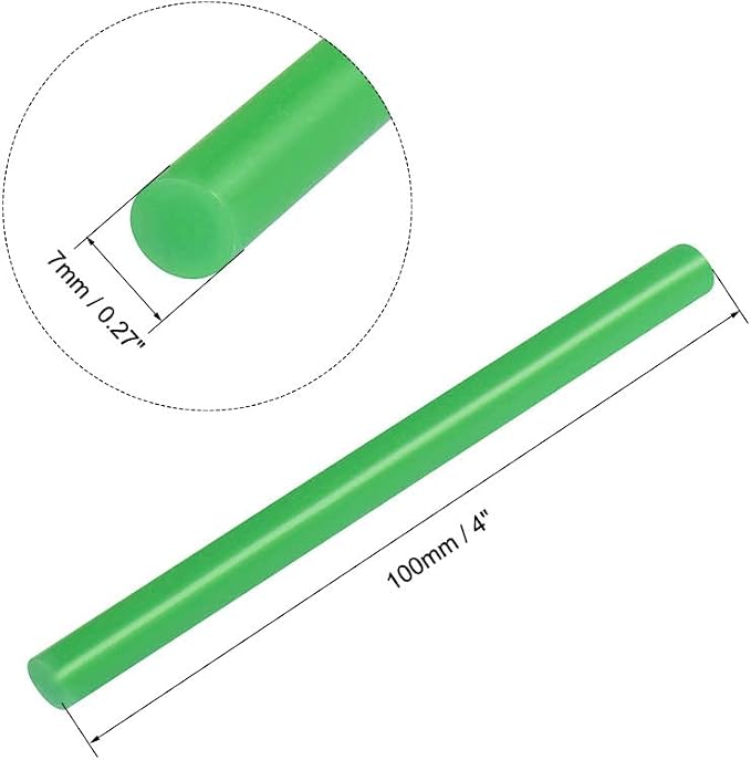uxcell Mini Hot Glue Sticks for Glue Gun 7mm x 100mm Green 12pcs