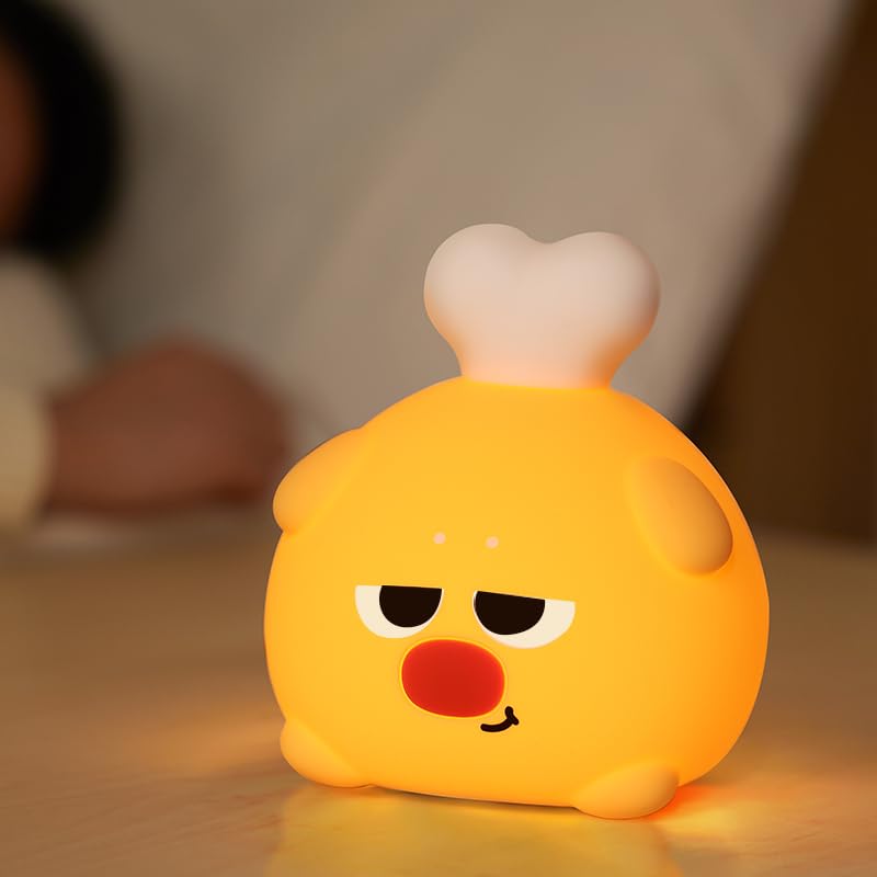 ATSUI Cute LED Night Light for Kids, Squishy Dog Design, 3 Level Dimmable, Food Grade Silicone Construction